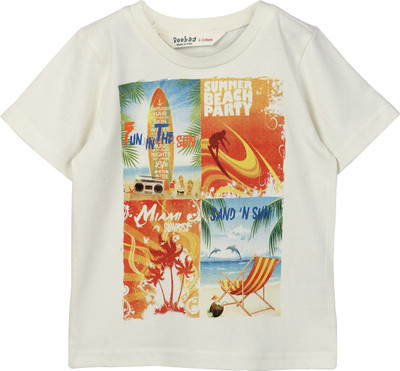 

Beebay Boys Printed T Shirt(White, Pack of 1)