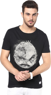 Henry and Smith Printed Men's Round Neck Black T-Shirt