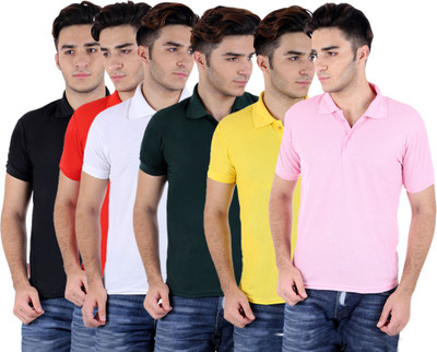 

Sanvi Traders Solid Men Polo Neck Multicolor T-Shirt(Pack of 6