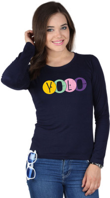

SayItLoud Printed Women's Round Neck Blue T-Shirt, Navy blue