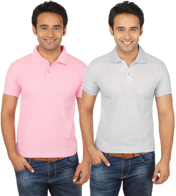 

Quetzal Solid Men's Polo Neck Grey, Pink T-Shirt(Pack of 2