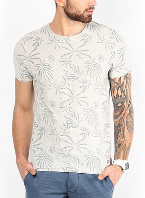 

Jack & Jones Printed Men's Round Neck White T-Shirt, Treated white