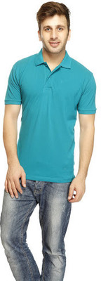 

Gritstones Solid Men' Polo Neck Blue T-Shirt, Turquoise