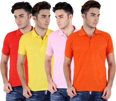 

Sanvi Traders Solid Men Polo Neck Multicolor T-Shirt(Pack of 4