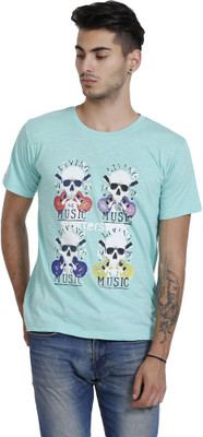 

Skatti Graphic Print Men's Round Neck Green T-Shirt