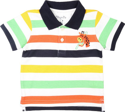 

Chirpie Pie by Pantaloons Boys Striped T Shirt(White, Pack of 1