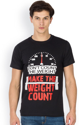 

Kingaroo Printed Men' Round Neck Black T-Shirt