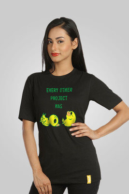 

Campus Sutra Printed Women's Round Neck Black T-Shirt