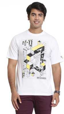 

Seven Printed Men's Round Neck White T-Shirt