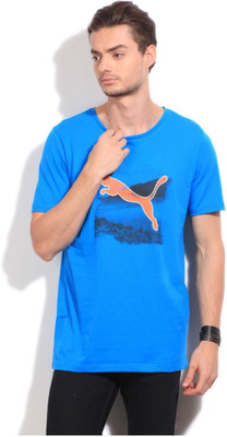 

Puma Printed Men' Round Neck Blue T-Shirt, Cloisonn�