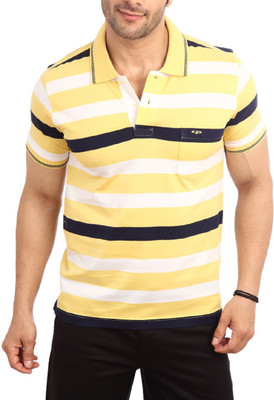 

ColorPlus Striped Men' Polo Neck Yellow T-Shirt