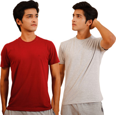 

Tryd Solid Men' Round Neck Red, Grey T-Shirt(Pack of 2, Multicolor