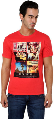 

Okane Printed Men's Round Neck Red T-Shirt, Cherry