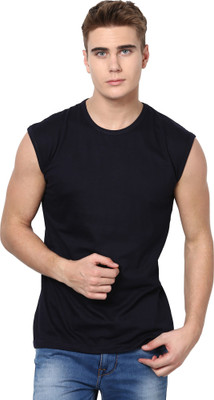 

Izinc Solid Men' Round Neck Dark Blue T-Shirt