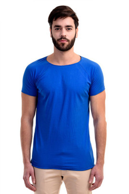 

Mi Moda Solid Men' Round Neck Blue T-Shirt