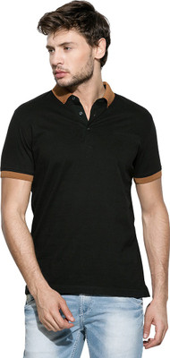 

Mufti Solid Men's Polo Neck Black T-Shirt