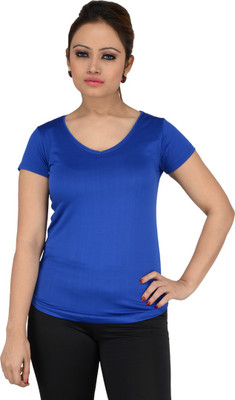 

Download Apparel Solid Women's V-neck Blue T-Shirt