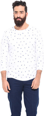

Mr Button Printed Men' Round Neck White T-Shirt, Cotton