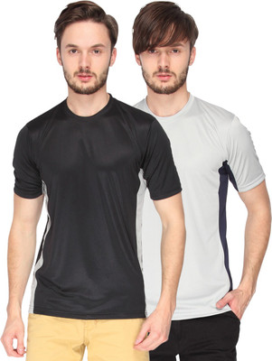 

Campus Sutra Solid Men Round Neck Denim Black, Grey T-Shirt(Pack of 2
