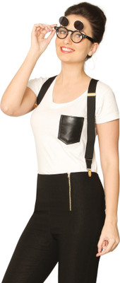 

Miss Chase Solid Women's Round Neck White, Black T-Shirt