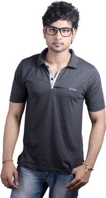 

Spur Solid Men' Polo Neck Grey T-Shirt, Anthra melange