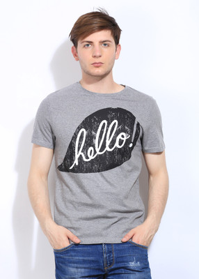 

People Printed Men's Round Neck Grey T-Shirt