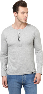 

Bukkl Solid Men's Henley Grey T-Shirt