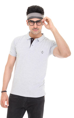 

Colors & Blends Solid Men's Polo Neck Grey T-Shirt, Mellange grey
