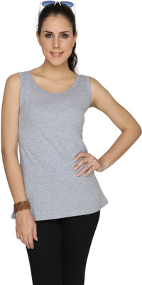 SayItLoud Solid Women' Round Neck Grey T-Shirt
