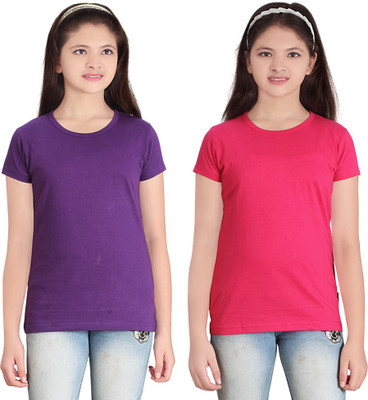 

FabTag - Sini Mini Girls Solid T Shirt(Multicolor
