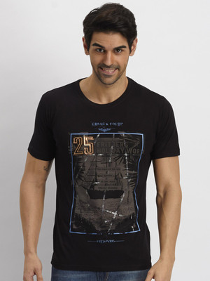 

Fritzberg Printed Men's Round Neck Black T-Shirt