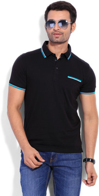 

Mufti Solid Men's Polo Neck Black T-Shirt