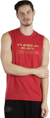 Arcley Solid, Printed Men's Round Neck Red T-Shirt, Tango red