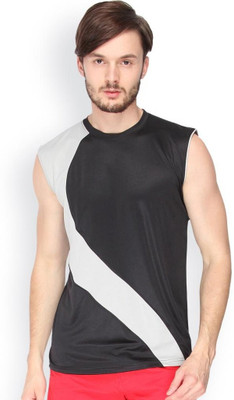 

Campus Sutra Solid Men Round Neck Black, Grey T-Shirt