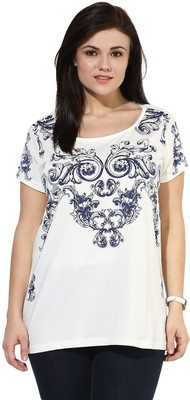 

Alto Moda by Pantaloons Printed Women's Round Neck White T-Shirt, Off white