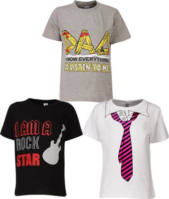 

Gkidz Boys Printed T Shirt(Multicolor, Pack of 3, Black