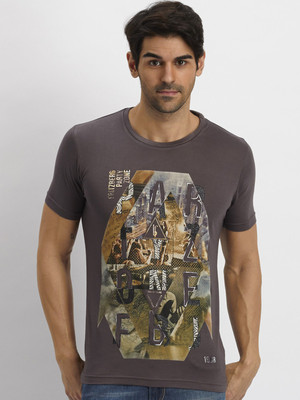 

Fritzberg Printed Men's Round Neck Brown T-Shirt