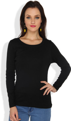

Ten on Ten Solid Women's Round Neck Black T-Shirt