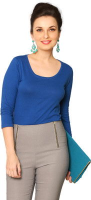 

Miss Chase Solid Women's Round Neck Blue T-Shirt, Cobalt blue