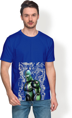 

Nikolas Graphic Print Men's Round Neck Blue T-Shirt