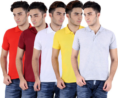 

Sanvi Traders Solid Men Polo Neck Multicolor T-Shirt(Pack of 5