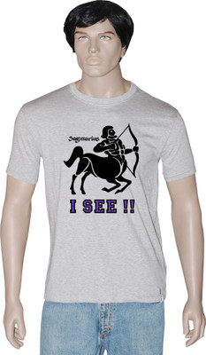 

Tshirt.in Graphic Print Men' Round Neck Grey T-Shirt, Grey melange