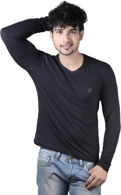 

Spur Solid Men' V-neck Black T-Shirt