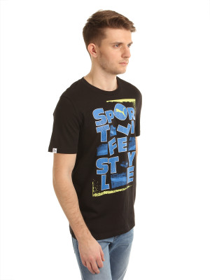 

Puma Graphic Print Men's Round Neck Black T-Shirt
