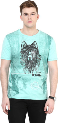 

Fritzberg Printed Men's Round Neck Blue T-Shirt, Ice blue