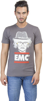 

Einstine Printed Men's Round Neck Grey T-Shirt, Pewter