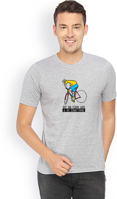 

Campus Sutra Printed Men Round Neck Grey T-Shirt