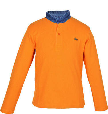 

Gkidz Boys Solid Cotton T Shirt(Orange, Pack of 1