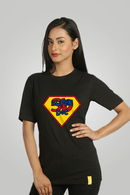 

Campus Sutra Printed Women' Round Neck Black T-Shirt