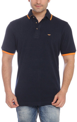 

Park Avenue Solid Men's Flap Collar Neck Blue T-Shirt